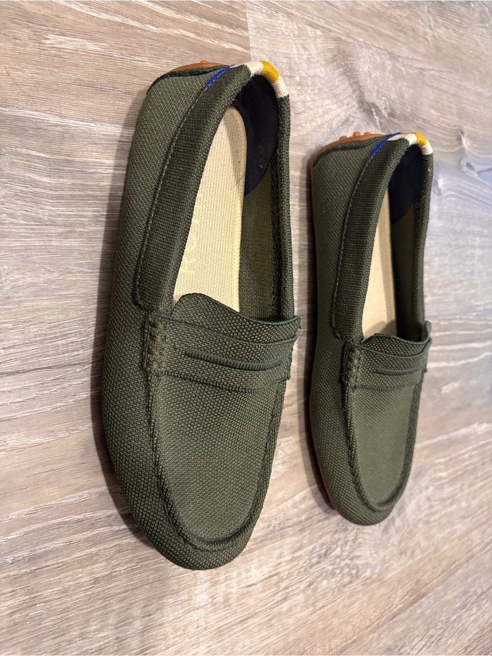 Rothy’s Drivers Olive Green Canvas Slip-On Loafers-Womens - Picture 3 of 5